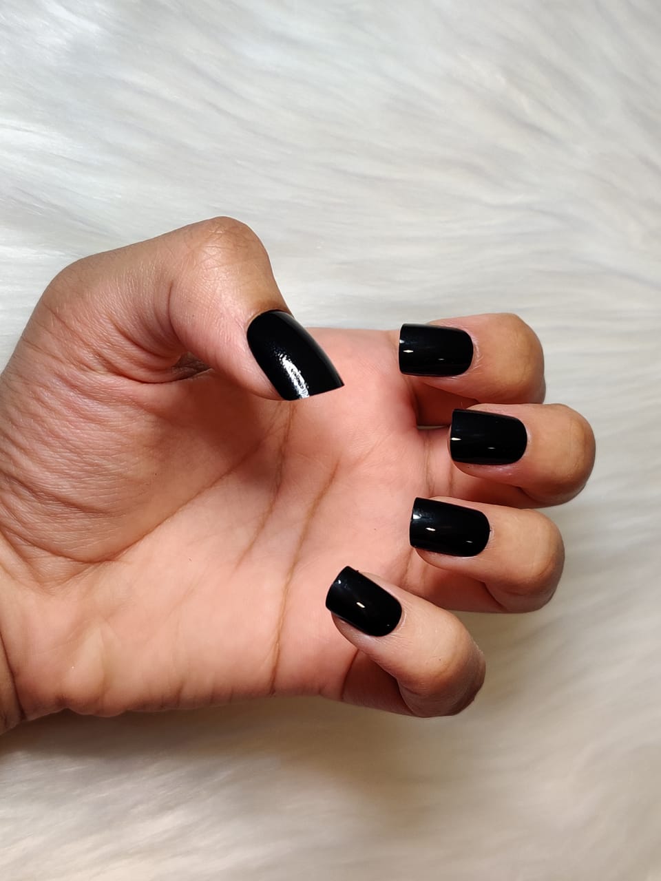 EchiQ Sharp Pointed Fake Nails Black Gelnails Medium-Long India | Ubuy